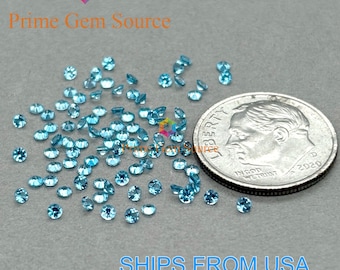 1.75mm Round London Blue Topaz. Natural Origin. Premium AAA Quality - Excellent Cut & Polish. 1 Stone Only. November Birthstone.