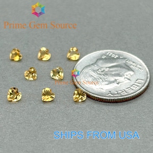 3mm Heart Yellow Citrine. Natural Origin. Premium Quality - Very Good Cut & Polish. 1 Stone Only. November Birthstone.