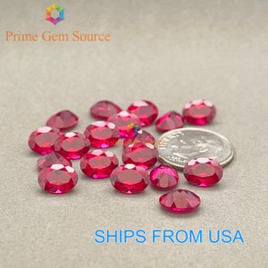 8x6mm Oval Red Lab Grown Ruby. Real Corundum. Premium AAA Quality - Excellent Cut & Polish. 1 Stone Only.