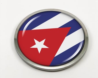 Cuba Cuban Flag Decal Car Chrome Emblem Sticker 3D