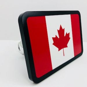 CANADIAN FLAG Laser Engraved Aluminum Trailer Tow Hitch Cover S.U.V. Truck R.V.