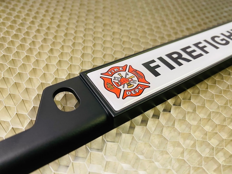 Thin Top 4 Hole Metal Car License Plate Frame - Firefighter | Fire Dept ...