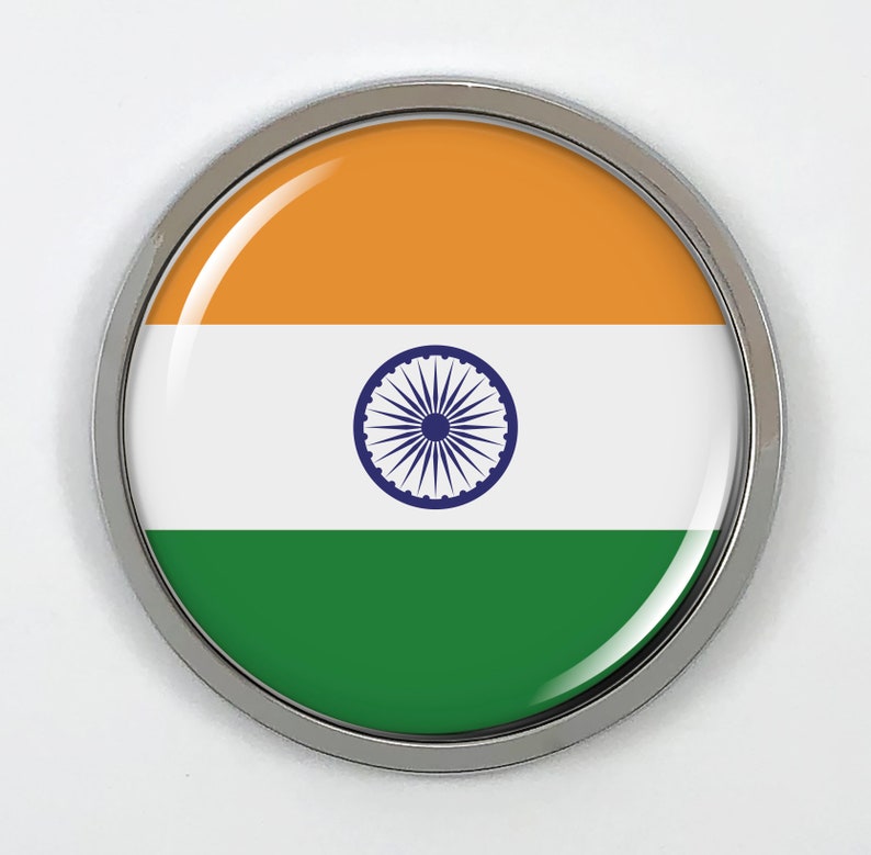India FLAG Car Emblem Badge Sticker Decal w/o Chrome ROUND Etsy