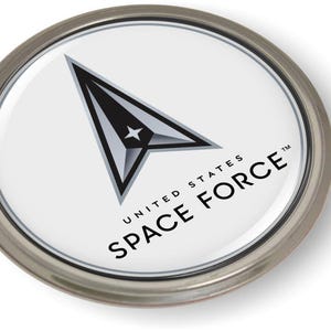 Officially Licensed Product - Unites Stated Space Force Logo 3D Domed Emblem Badge Car Sticker Chrome Round Bezel