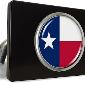 Texas State Flag, &quot;Lone Star Flag&quot; Anodized Billet Aluminum Tow Hitch Cover for Car, SUV, Truck, RV, and Trailer with Chrome-Plated Emblem