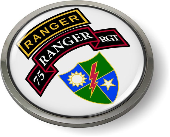 Officially Licensed Product 75th Ranger Regiment U.S. Army 3D Domed Emblem  Badge Car Sticker Chrome Round Bezel 