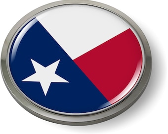 FLAGA STANU TEKSAS 3D Emblem Badge Naklejka samochodowa Chromowana okrągła ramka