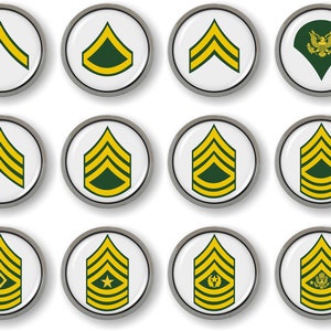 Officially Licensed Product - U.S. ARMY Enlisted Insignia & Rank 3D Domed Emblem Badge Car Sticker Chrome Metal Round Bezel