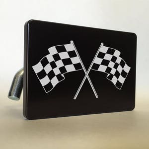 RACING FLAGS Billet ALUMINUM Trailer Tow Hitch Cover S.U.V. Truck R.V. Black