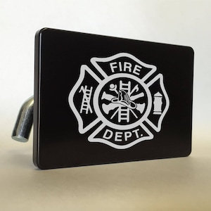 FIRE DEPARTMENT Billet Aluminum Trailer Tow Hitch Cover S.U.V. Truck R.V. Black