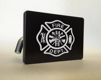FIRE DEPARTMENT Billet Aluminum Trailer Tow Hitch Cover S.U.V. Truck R.V. Black