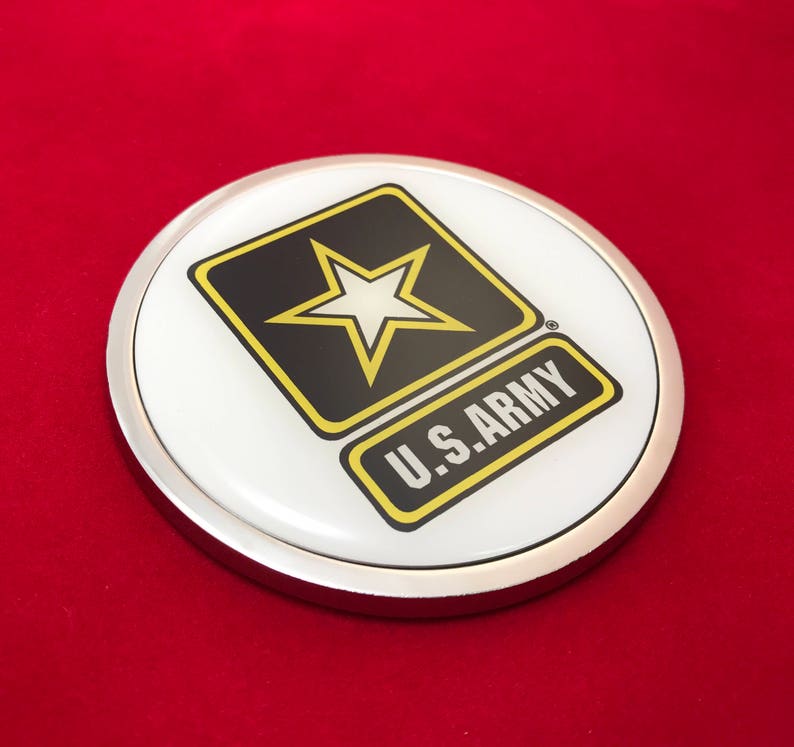 U.S ARMY 3D Domed Emblem Badge Car Sticker Chrome Round Bezel