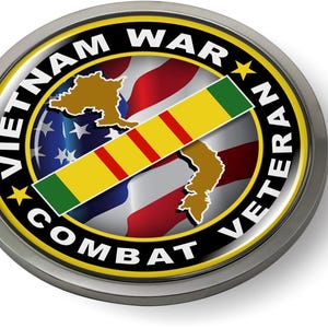 Vietnamkrieg Kriegsveteran 3D gewölbtes Emblem-Abzeichen-Auto-Aufkleber Chrom-runde Lünette