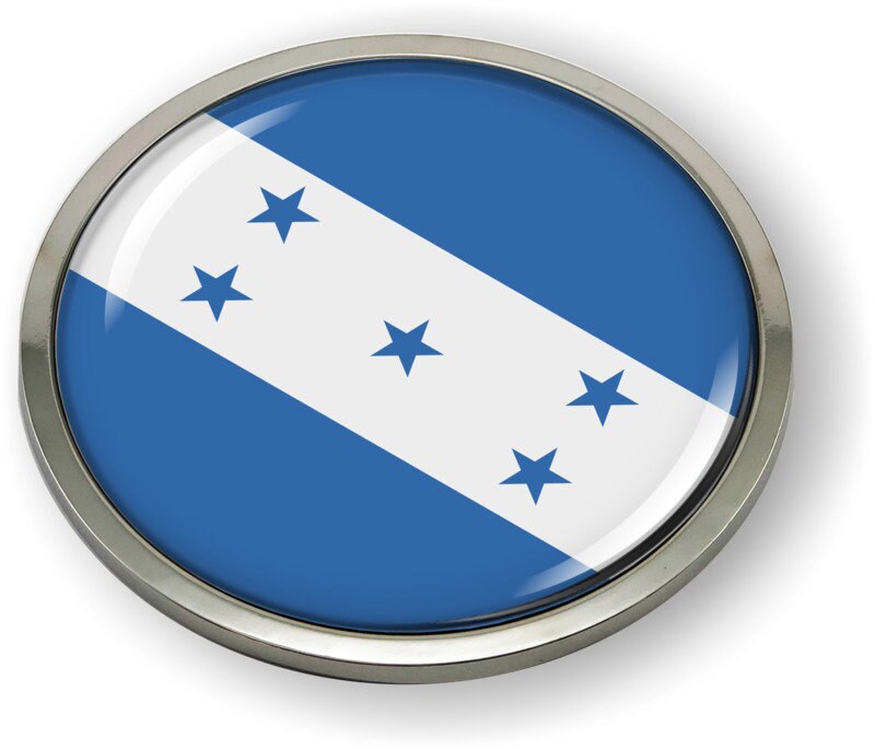 Honduras FLAG Car Emblem Badge [sticker, Decal] Chrome ROUND Bezel and ...