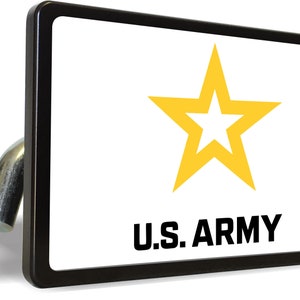 Officially Licensed Product - U.S. ARMY STAR LOGO (Color) Laser Engraved Aluminum Car Trailer Tow Hitch Cover S.U.V. Truck R.V.