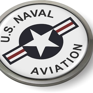Officially Licensed Product - U.S. NAVAL AVIATION with STAR 3D Domed Emblem Badge Car Sticker Chrome Round Bezel