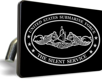 U.S. Navy Officially Licensed Product - US Submarine Force - Silent Service Billet Aluminum Car Trailer/Tow Hitch Cover SUV Truck R.V. Black