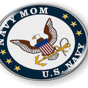 Officiellt licensierad produkt - U.S. NAVY MOM 3D-kupolt emblem bilklistermärke krom rund ram