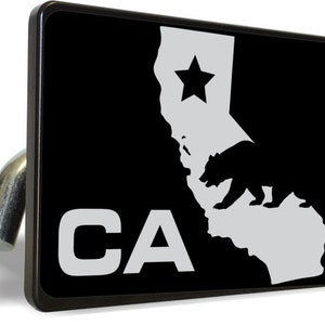 Cubierta de enganche de remolque/remolque de aluminio macizo del estado de California, color negro, para camionetas, todoterrenos y casas rodantes