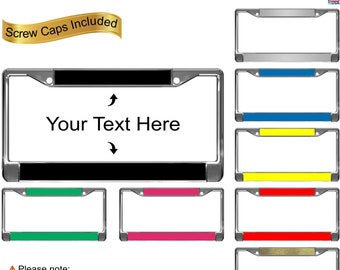 Custom | Personalized Standard CAR Chrome METAL License Plate Frame | FREE Caps