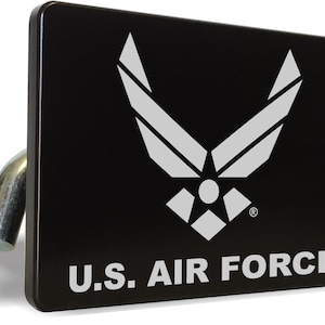 Officially Licensed Product - US AIR FORCE Billet Aluminum Trailer Tow Hitch Cover S.U.V. Truck R.V. Black