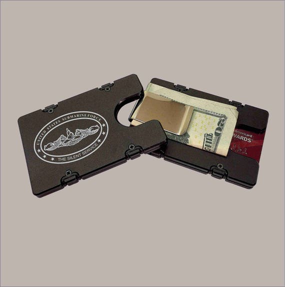 AMERICAN FLAG Billet Aluminum Wallet//Credit Card Holder RFID protection Red