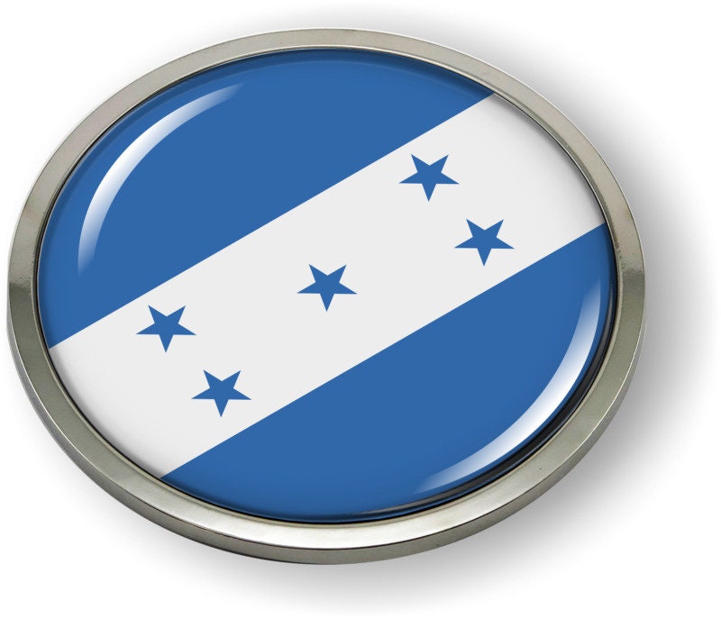 Honduras FLAG Car Emblem Badge [sticker, Decal] Chrome ROUND Bezel and ...