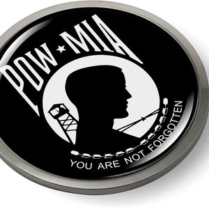 POW MIA VIETNAM War 3D Domed Emblem Badge Car Sticker Chrome Round Bezel
