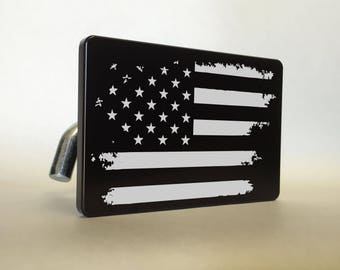 AMERICAN FLAG Billet Aluminum Trailer Tow Hitch Cover S.U.V. Truck R.V. Black