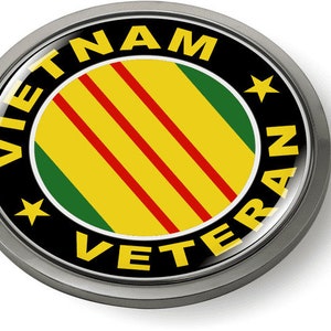 VIETNAM VETERAN 3D Domed Emblem Abzeichen Auto Aufkleber Chrom runde Lünette