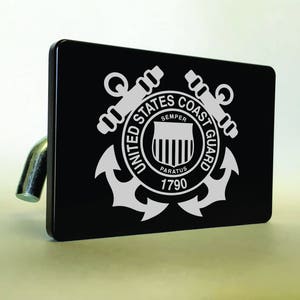 US COAST GUARD Logo Billet Aluminum Car Trailer Tow Hitch Cover S.U.V. Truck R.V. Black