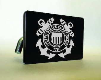 US COAST GUARD Logo Billet Aluminum Car Trailer Tow Hitch Cover S.U.V. Truck R.V. Black