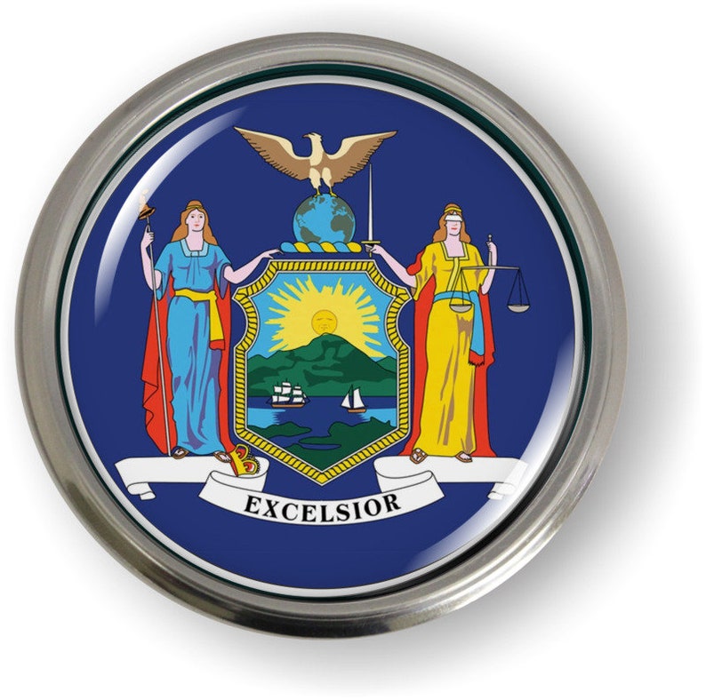 Buy NEW YORK STATE Flag 3D Domed Emblem Badge Car Sticker Chrome Round