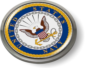 Officially Licensed Product - UNITED STATES NAVY 3D Domed Emblem Badge Car Sticker Chrome Round Bezel