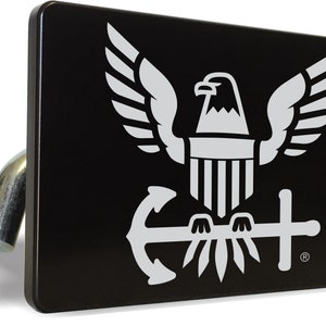 Officially Licensed Product - U.S. Navy Eagle and Anchor Billet Aluminum Car Trailer/Tow Hitch Cover S.U.V. Truck R.V. Black