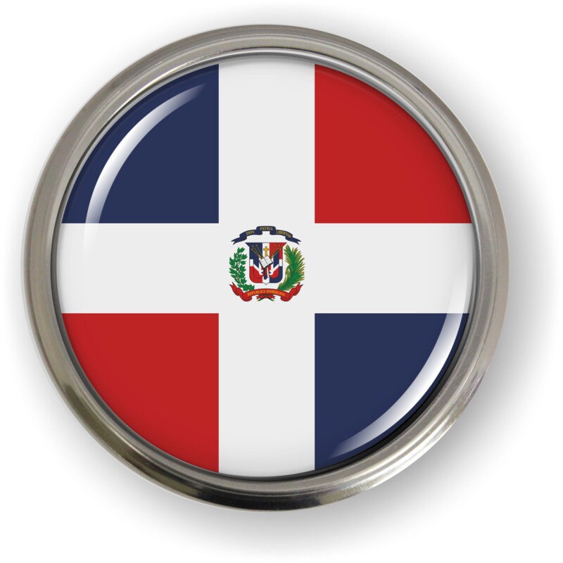 Dominican Republic FLAG Car Emblem Badge [sticker, Decal] Chrome ROUND ...