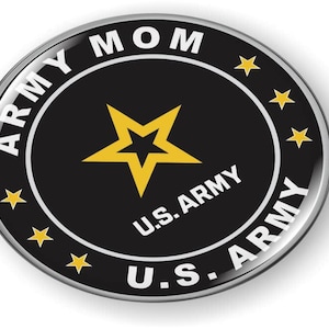 Officially Licensed Product - U.S. ARMY MOM 3D Domed Emblem Badge Car Sticker Chrome ROUND Bezel
