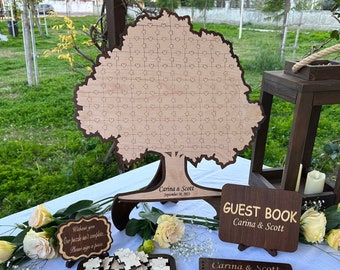 Guest book alternative wedding - Guest sign in book - Wedding party gifts - Rustic Wood Tree Guestbook Puzzle