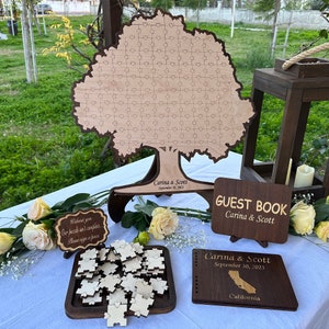 Guest book alternative wedding - Guest sign in book - Wedding party gifts - Rustic Wood Tree Guestbook Puzzle