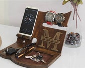 Organizer Station, Docking Station, mens birthday gift, New Job Gift, Groomsmen Gift Ideas, Charging Station,Desk Organizer,Wood Phone Stand