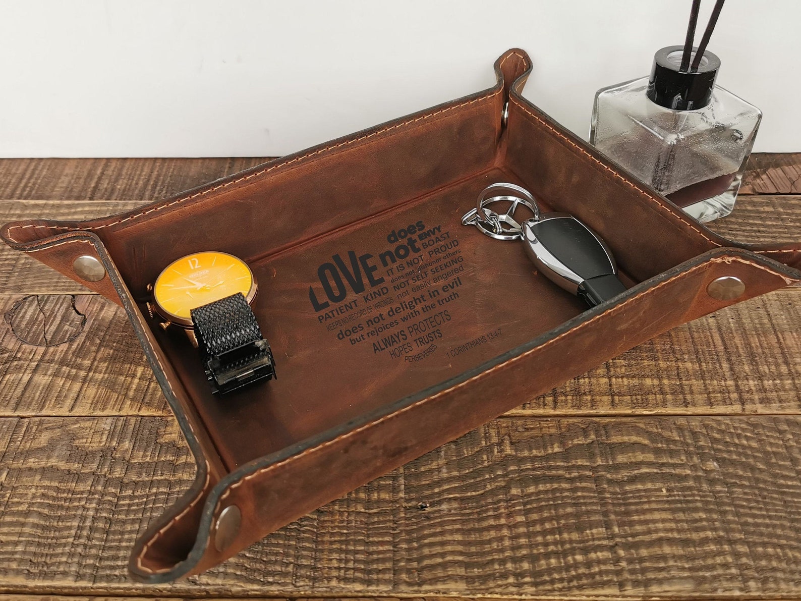 Custom Leather Tray 3rd Anniversary Gift for Men Husband Etsy