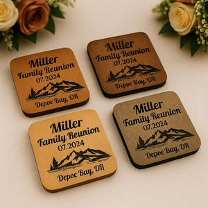 Personalized Wood Christmas Ornaments: Engraved Rustic Wedding Favors