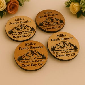 Custom Logo Coaster, Engraved Wood Coaster Gift, Bulk Promotional Coasters, Personalized Business Favo