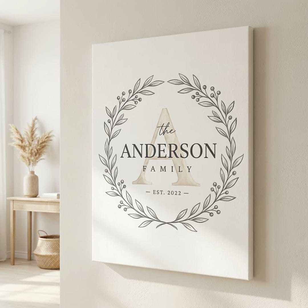 Personalized Family Name Sign, Custom Framed Canvas Sign With Last Name ...