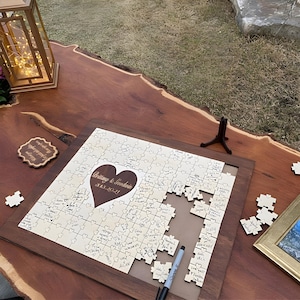 Wooden Wedding Guest Book Puzzle: Custom Alternative with Frame