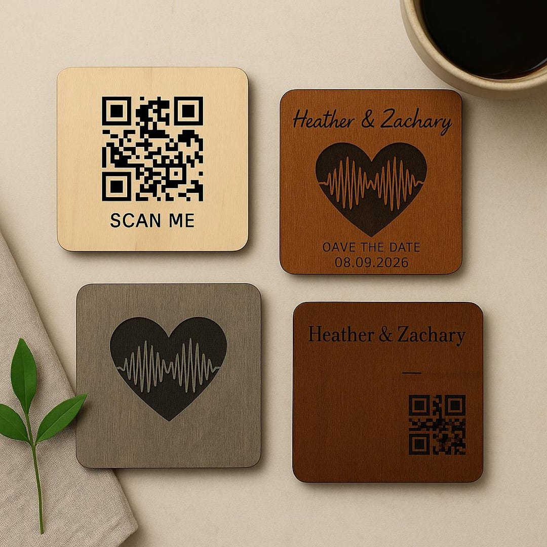 Engraved QR Code Sign – Custom Oak Wood Display for Business, Wifi or ...