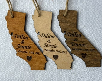 50 Pcs Custom Wooden Ornaments, State Form, Unique wedding favor, Family Reunion Gifts, Bulk Christmas Tags, Wedding guest favors
