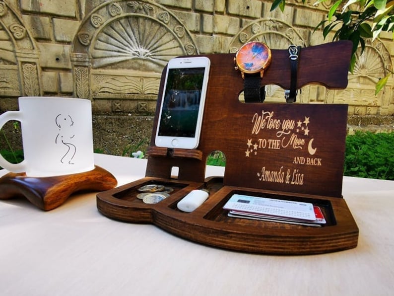 Personalized Mens Gift Wooden Mens Desk Organizer Wooden Etsy