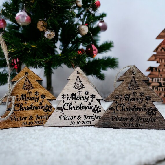 BULK Personalized Custom Wood Ornaments Laser Cut Unique Holiday
