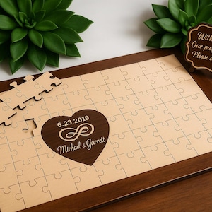 Wedding Puzzle Guest Book Alternative, Personalized Wooden Wedding Guestbook, Engraved Wedding Sign Keepsake
